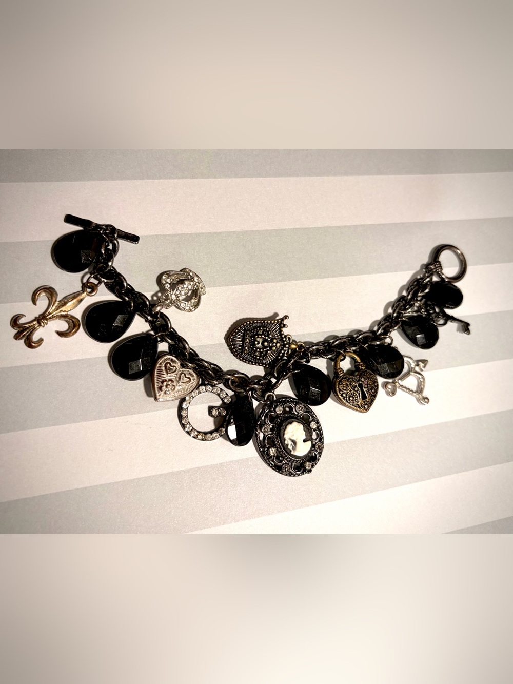 Y2K G by Guess Vintage Black Charm Bracelet